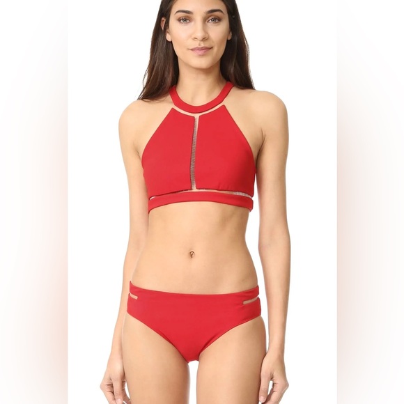 Alexander Wang Fish Line Detail Bikini Top in Vermillion size S - Picture 2 of 8